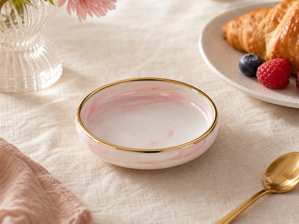 Cozy Haven Pink Marble Dinnerware Collection lifestyle image 4