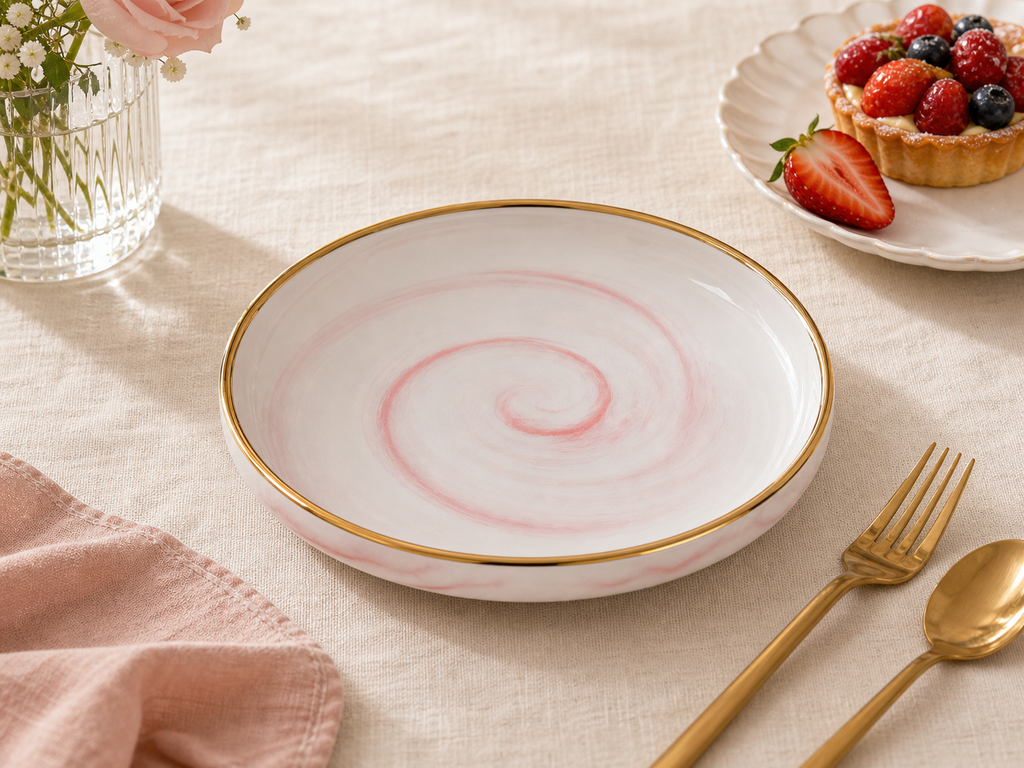 Cozy Haven Pink Marble Dinnerware Collection lifestyle image 6