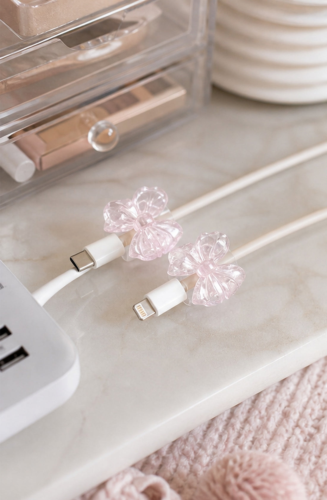 Cozy Haven Pink Bow Cable Protector Clips - 2 Piece Set