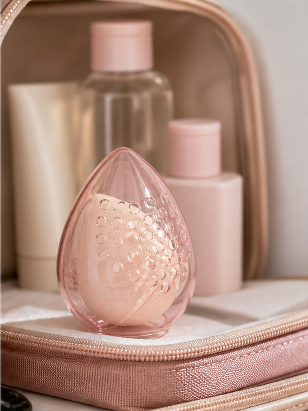 Cozy Haven Pink Ventilated Makeup Sponge Holder lifestyle image 3