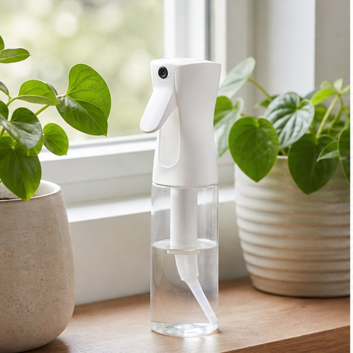 Cozy Haven White Continuous Plant Mister - 200 ml styled in a home setting