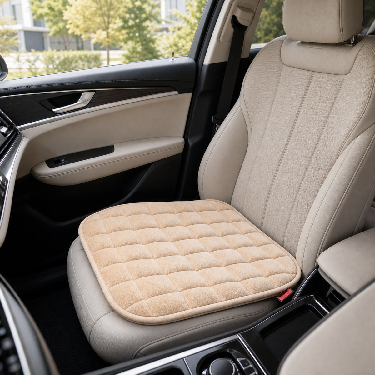 Cozy Haven Plush Car Seat Cushion styled in a home setting