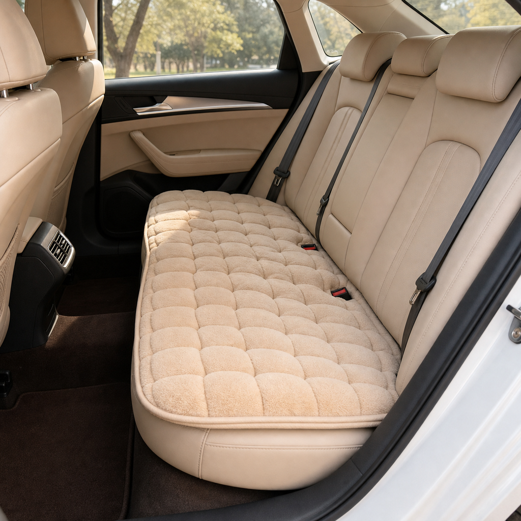 Cozy Haven Plush Car Seat Cushion - Beige Rear Seat - 1 Piece