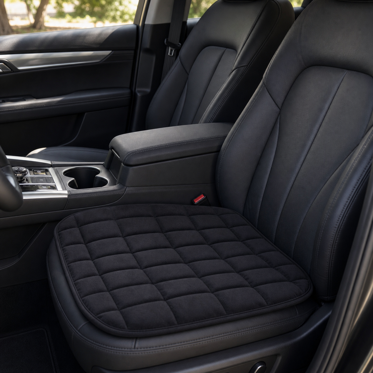 Cozy Haven Plush Car Seat Cushion - Black Front Seat - 1 Piece