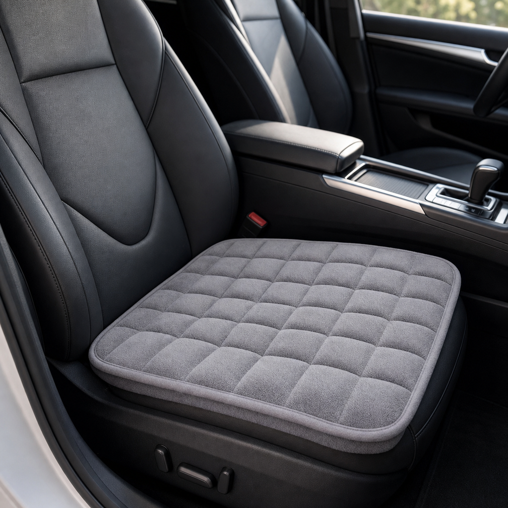 Cozy Haven Plush Car Seat Cushion - Gray Front Seat - 1 Piece