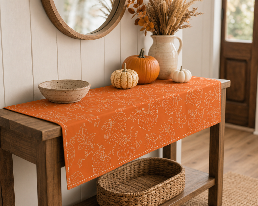 Cozy Haven Pumpkin Autumn Table Runner lifestyle image 1