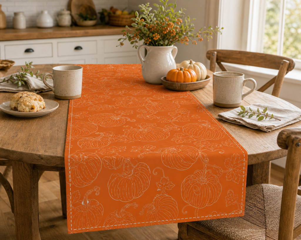 Cozy Haven Pumpkin Autumn Table Runner lifestyle image 2