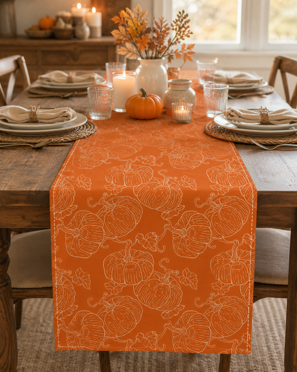 Cozy Haven Pumpkin Autumn Table Runner lifestyle image 3