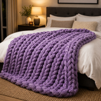 Cozy Haven Chunky Soft Knitted Throw Blanket - Purple