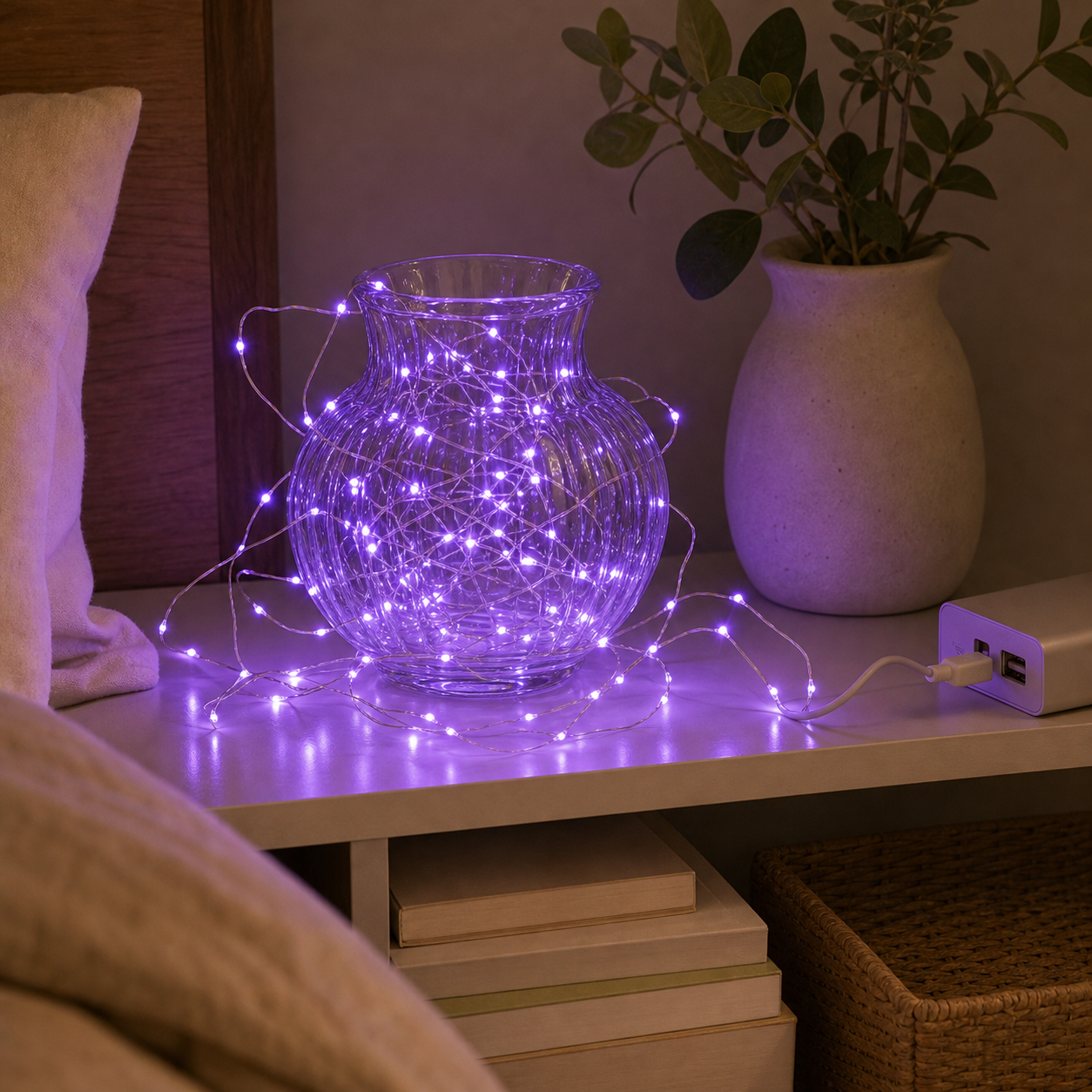 Cozy Haven USB Copper Wire Fairy Lights lifestyle image 4 for Purple - 1 m USB; Purple - 2 m USB; Purple - 3 m USB