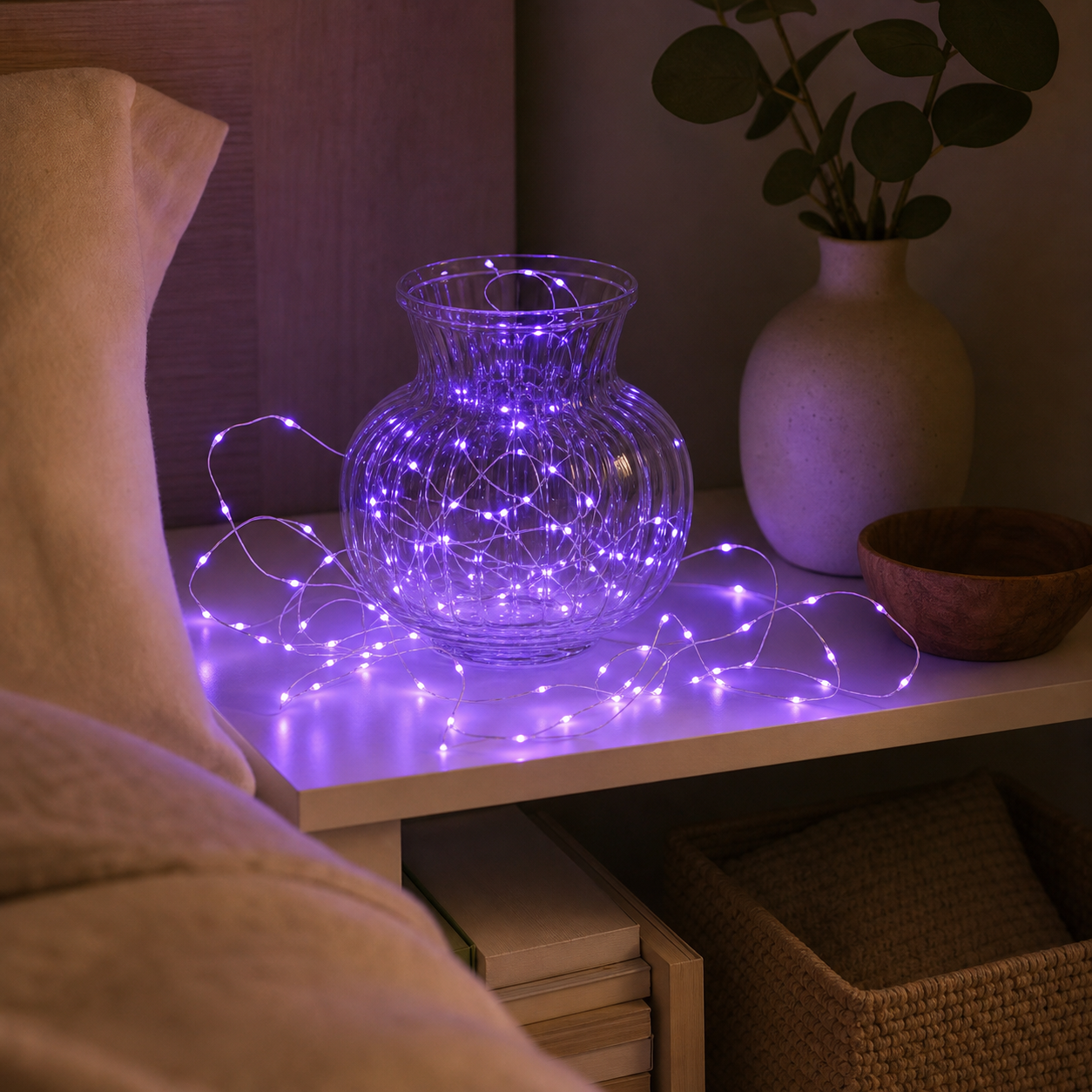 Cozy Haven Battery Copper Wire Fairy Lights - Purple