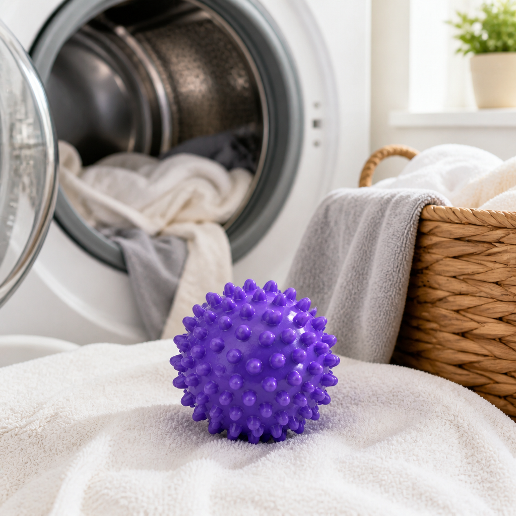 Cozy Haven Purple Reusable Laundry Ball lifestyle laundry image