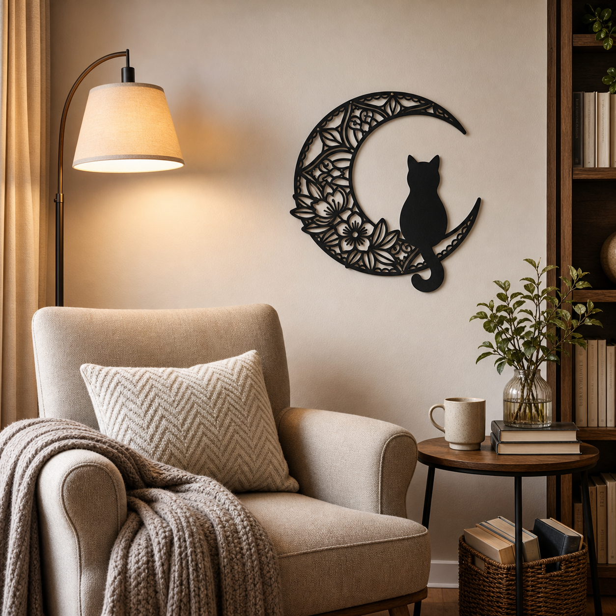 Cozy Haven Black Cat Moon Metal Wall Decor lifestyle image 3