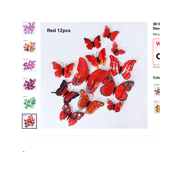 Cozy Haven 3D Butterfly Wall Decal Set - 48 Pack Removable Paper Art Stickers with Magnetic Wings - Bedroom supplier exact visual Red