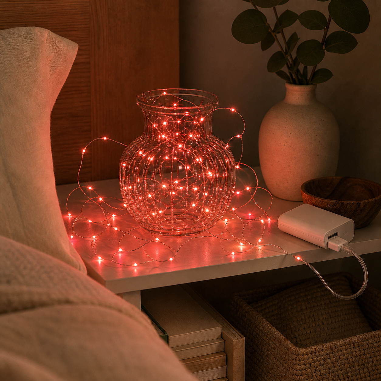 Cozy Haven USB Copper Wire Fairy Lights lifestyle image 3 for Red - 1 m USB; Red - 2 m USB; Red - 3 m USB