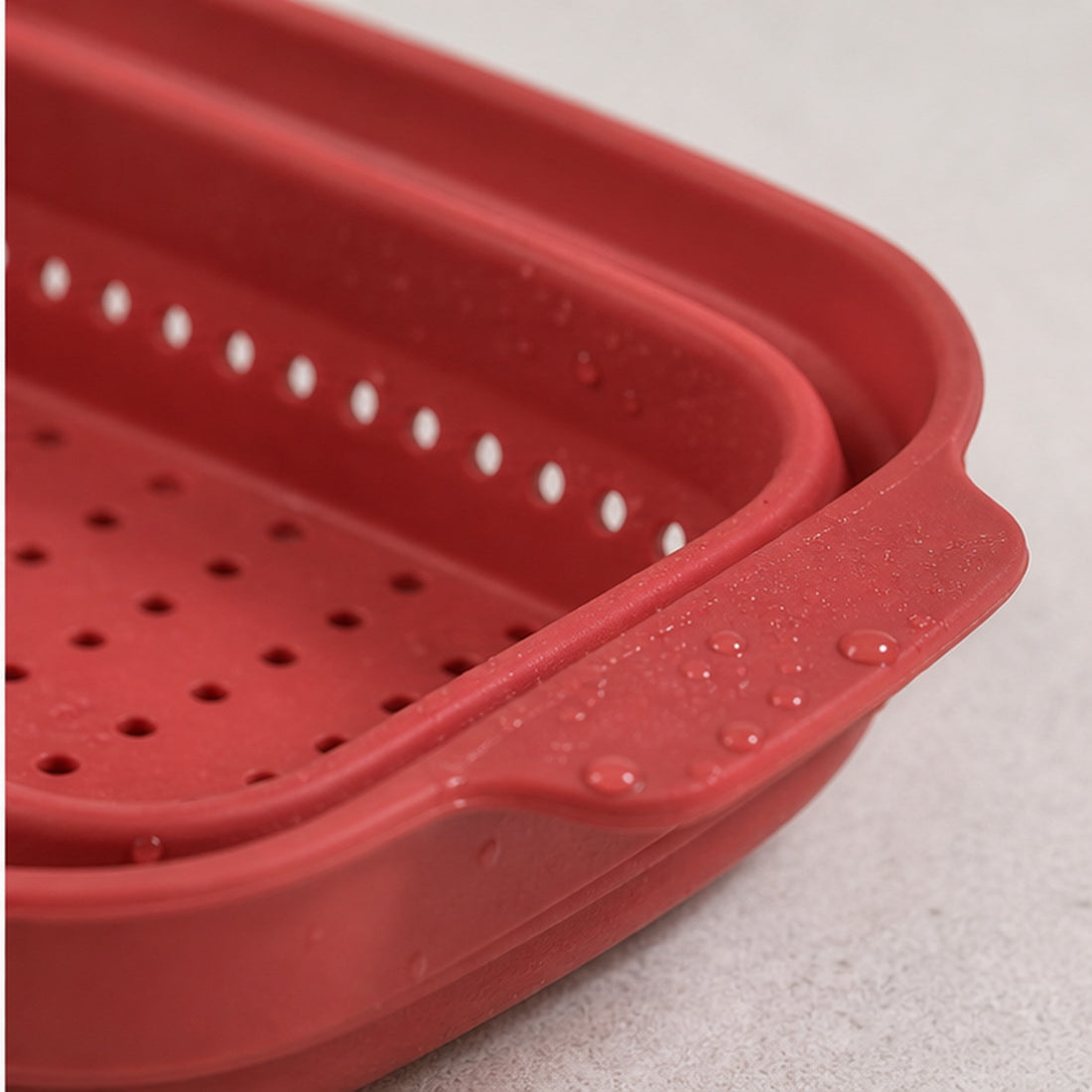 Red Folding Silicone Sink Strainer Basket