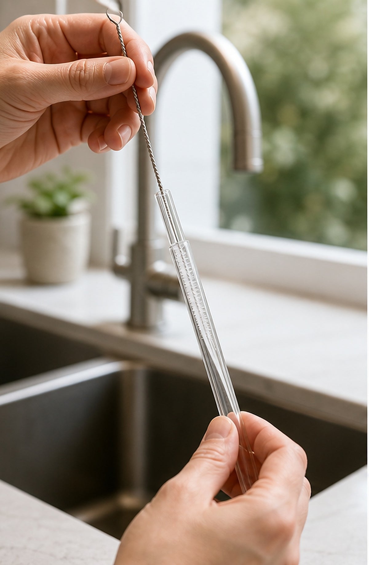 Cozy Haven Reusable Straw Cleaning Brush Set styled in a home setting