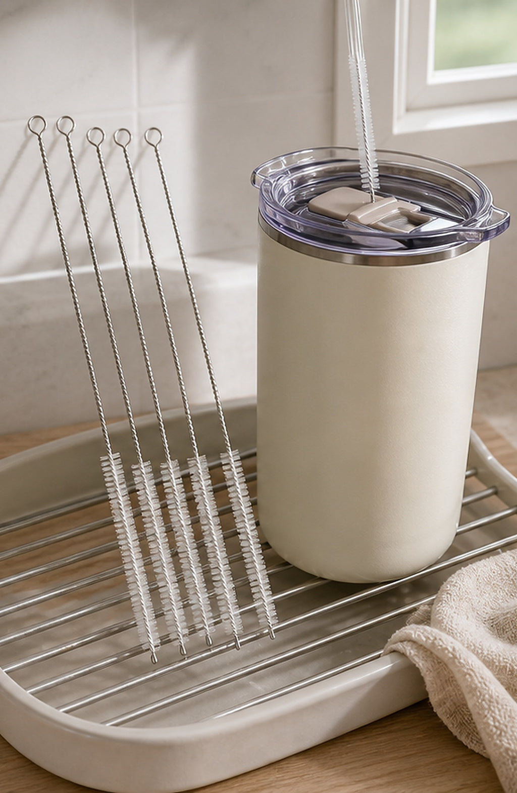 Cozy Haven Reusable Straw Cleaning Brush Set lifestyle image 2
