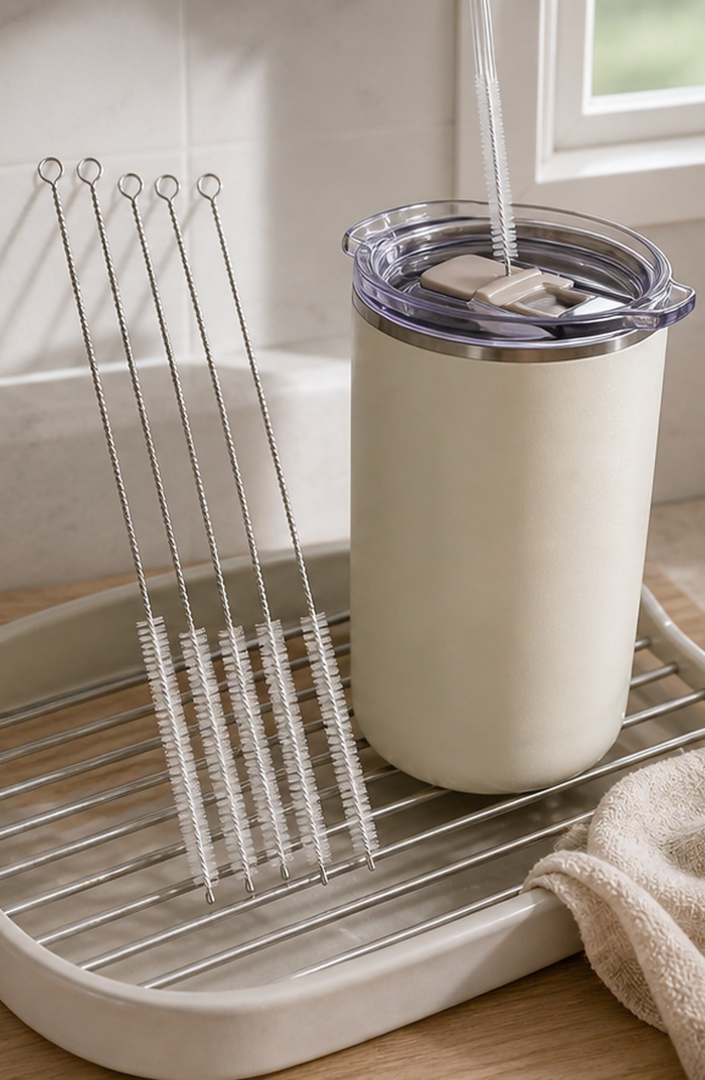 Cozy Haven Reusable Straw Cleaning Brush Set lifestyle image 2