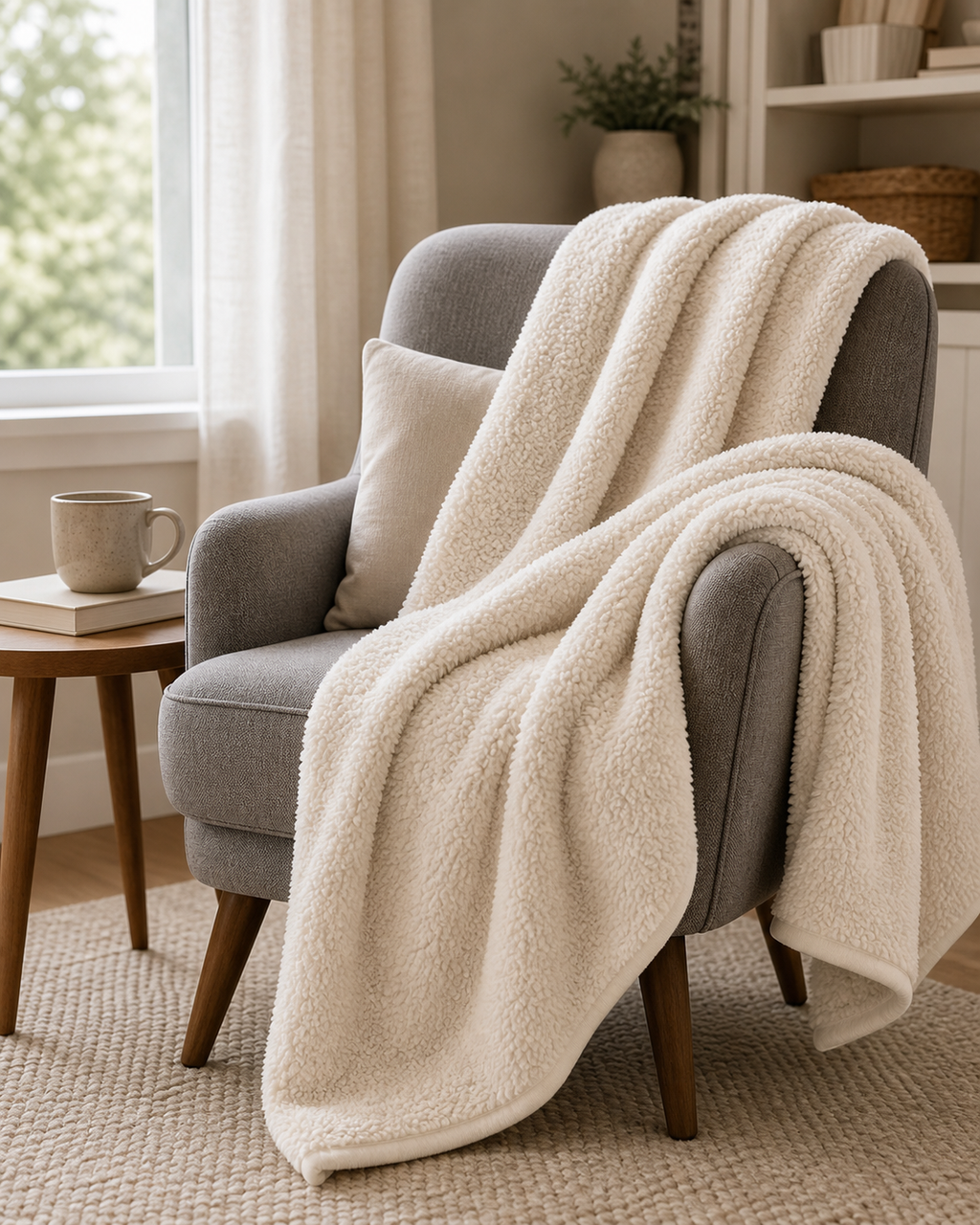 Cozy Haven Reversible Sherpa Fleece Throw Blanket lifestyle image 4