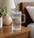 Cozy Haven Ribbed Glass Cup with Lid and Straw lifestyle image 1