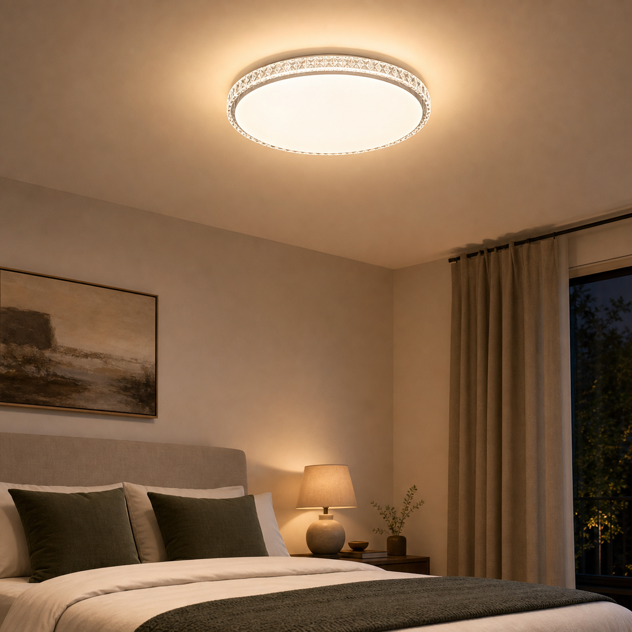 Cozy Haven Round LED Ceiling Light Collection lifestyle image 5 for Crystal / 50W; Crystal / 70W