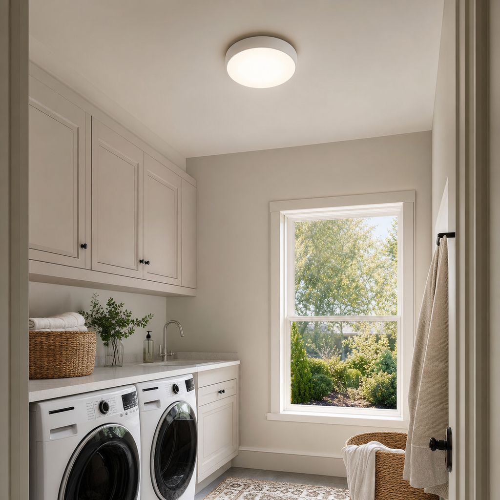 Cozy Haven Round LED Ceiling Light Collection lifestyle image 3 for White / 30W / Remote; White / 40W / Remote; White / 50W / Remote