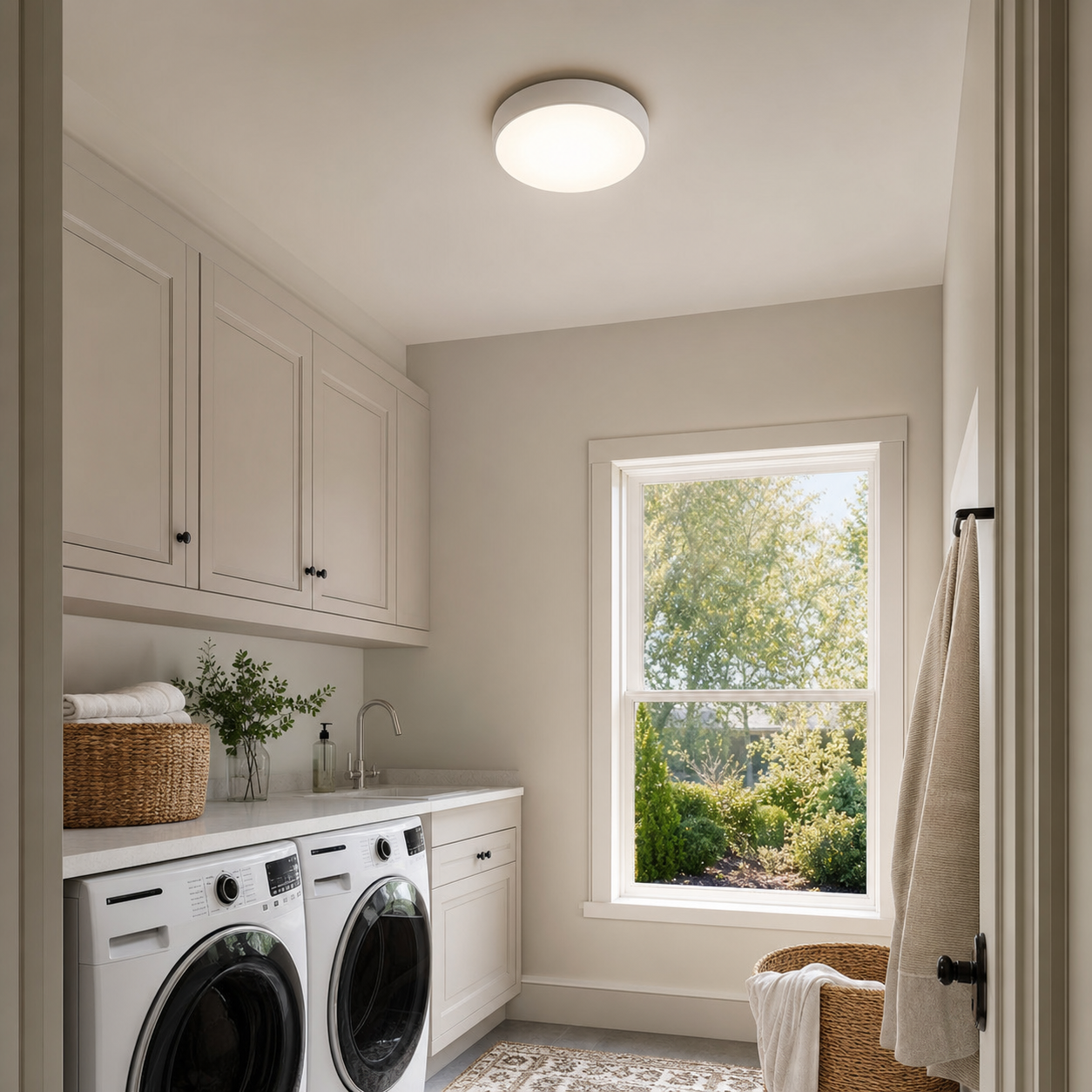 Cozy Haven Round LED Ceiling Light Collection lifestyle image 3 for White / 30W / Remote; White / 40W / Remote; White / 50W / Remote