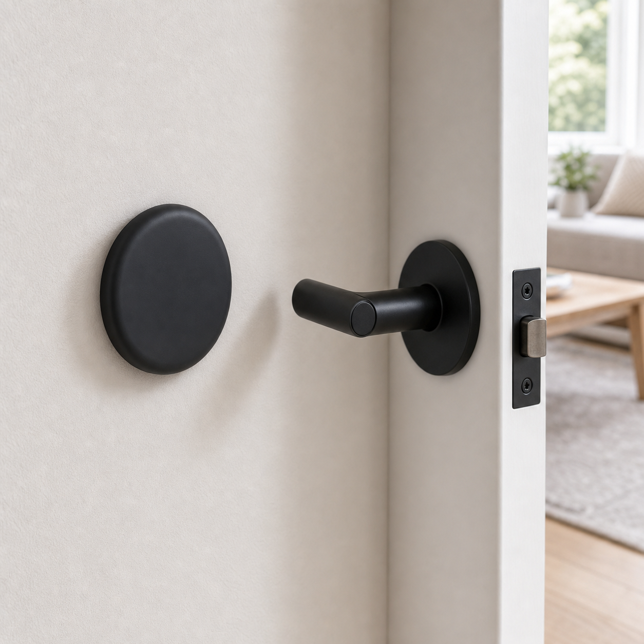 Cozy Haven Silicone Door Handle Wall Protector - Round Black - 5 cm lifestyle