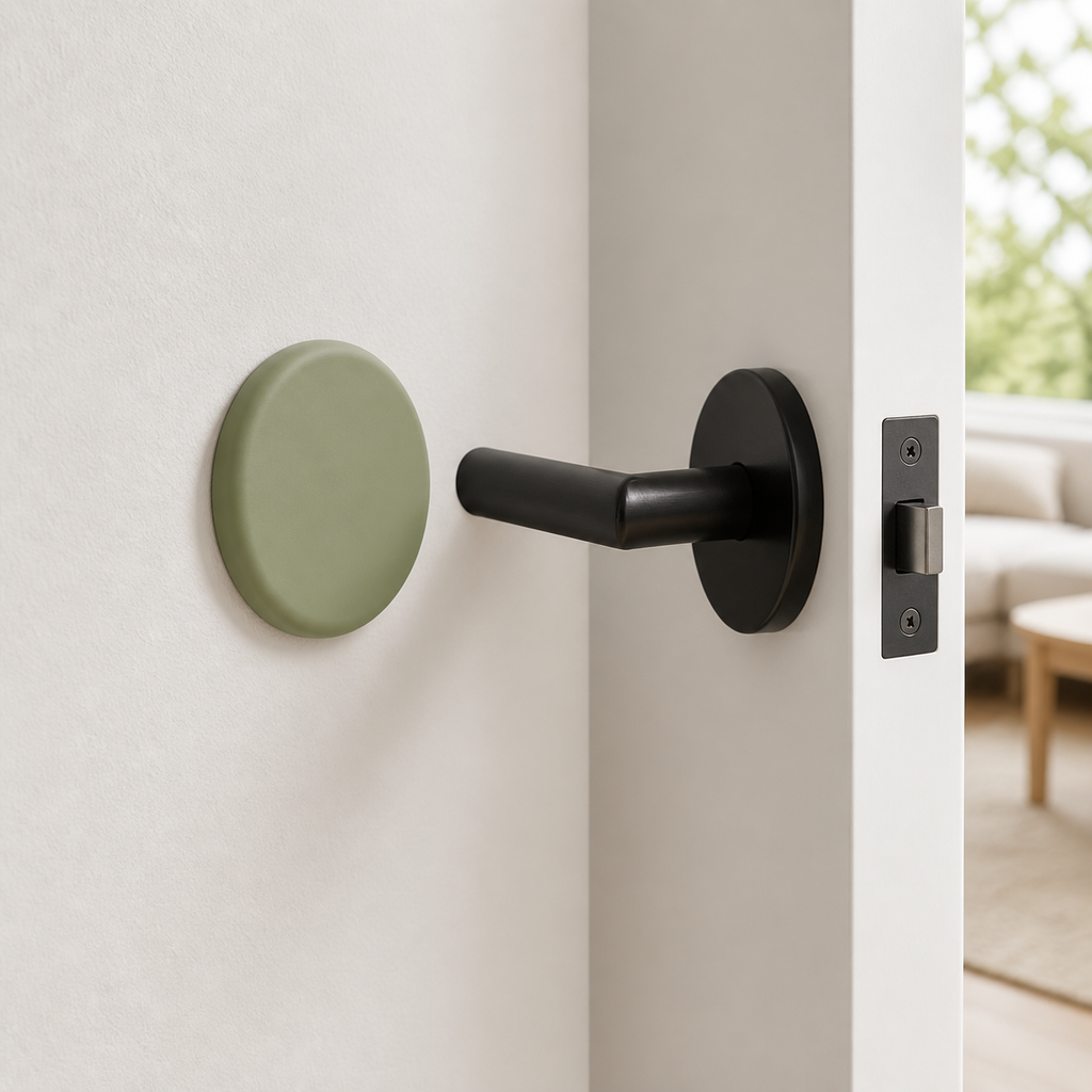 Cozy Haven Silicone Door Handle Wall Protector - Round Green - 5 cm lifestyle