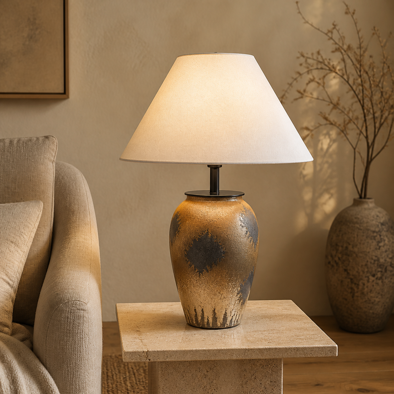 Cozy Haven Ceramic Linen Shade Table Lamp Collection lifestyle image 6