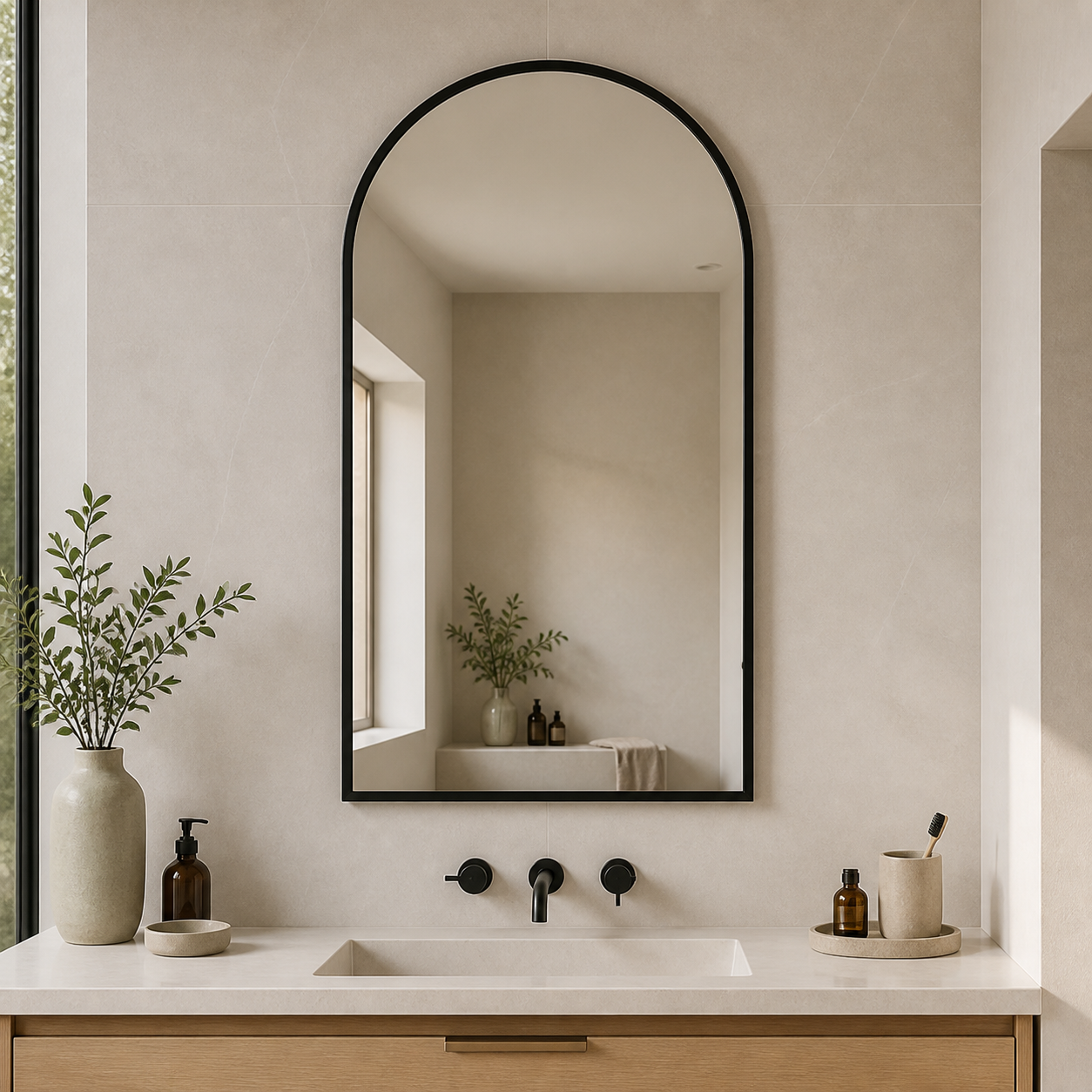 Cozy Haven Scalloped Arched Wall Mirror styled wall decor view 5