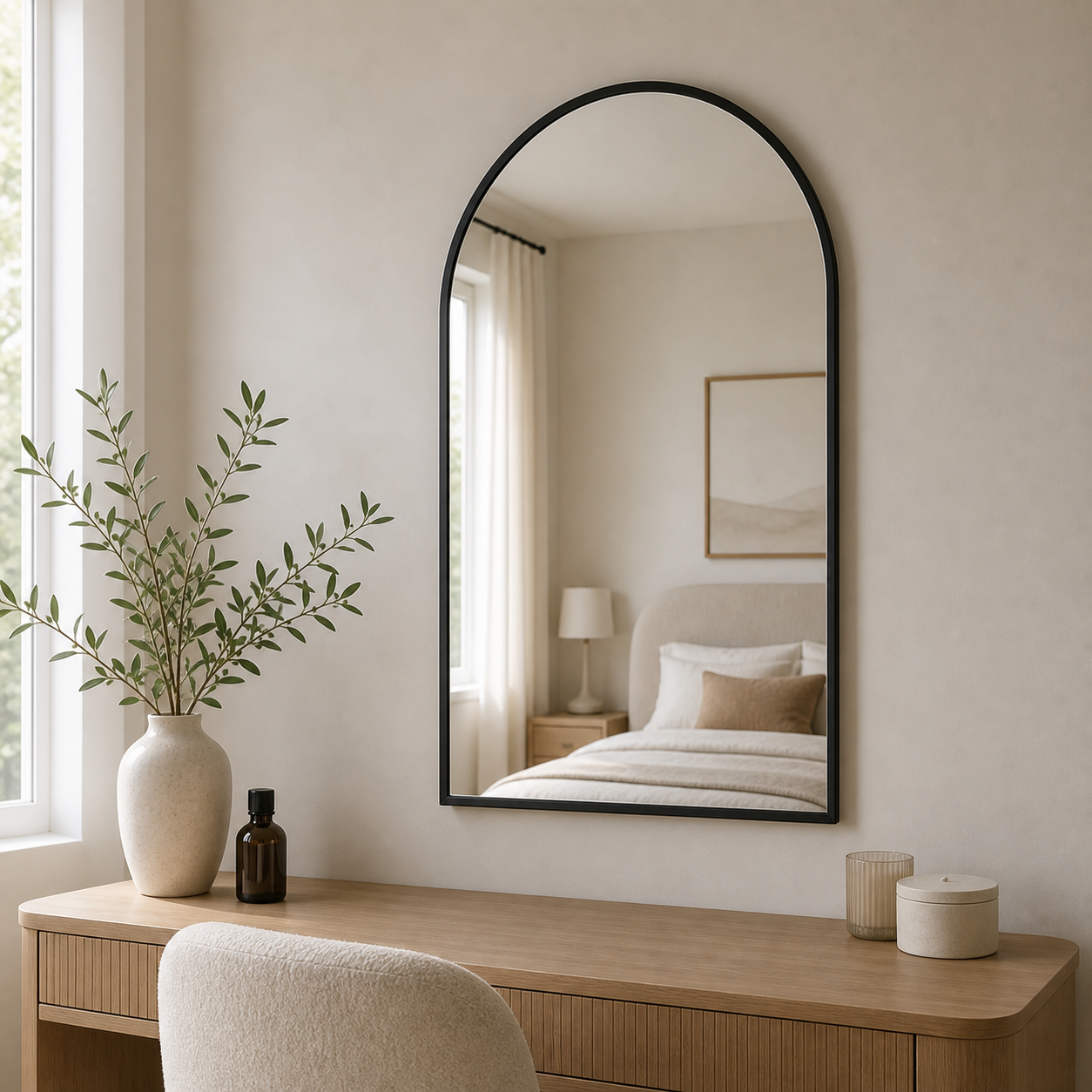 Cozy Haven Scalloped Arched Wall Mirror styled wall decor view 7