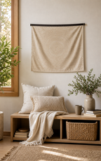 Cozy Haven Boho Mandala Tapestry Wall Hanging - Multi-Size - Buff / 95x70cm