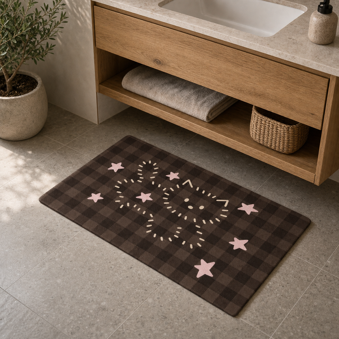 Cozy Haven Plaid Bear Bath Mat - 40 x 60 cm