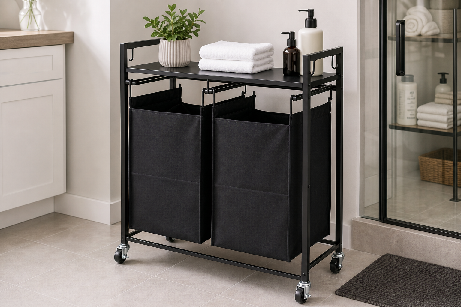 Cozy Haven Double-Section Laundry Basket Hamper lifestyle image 4