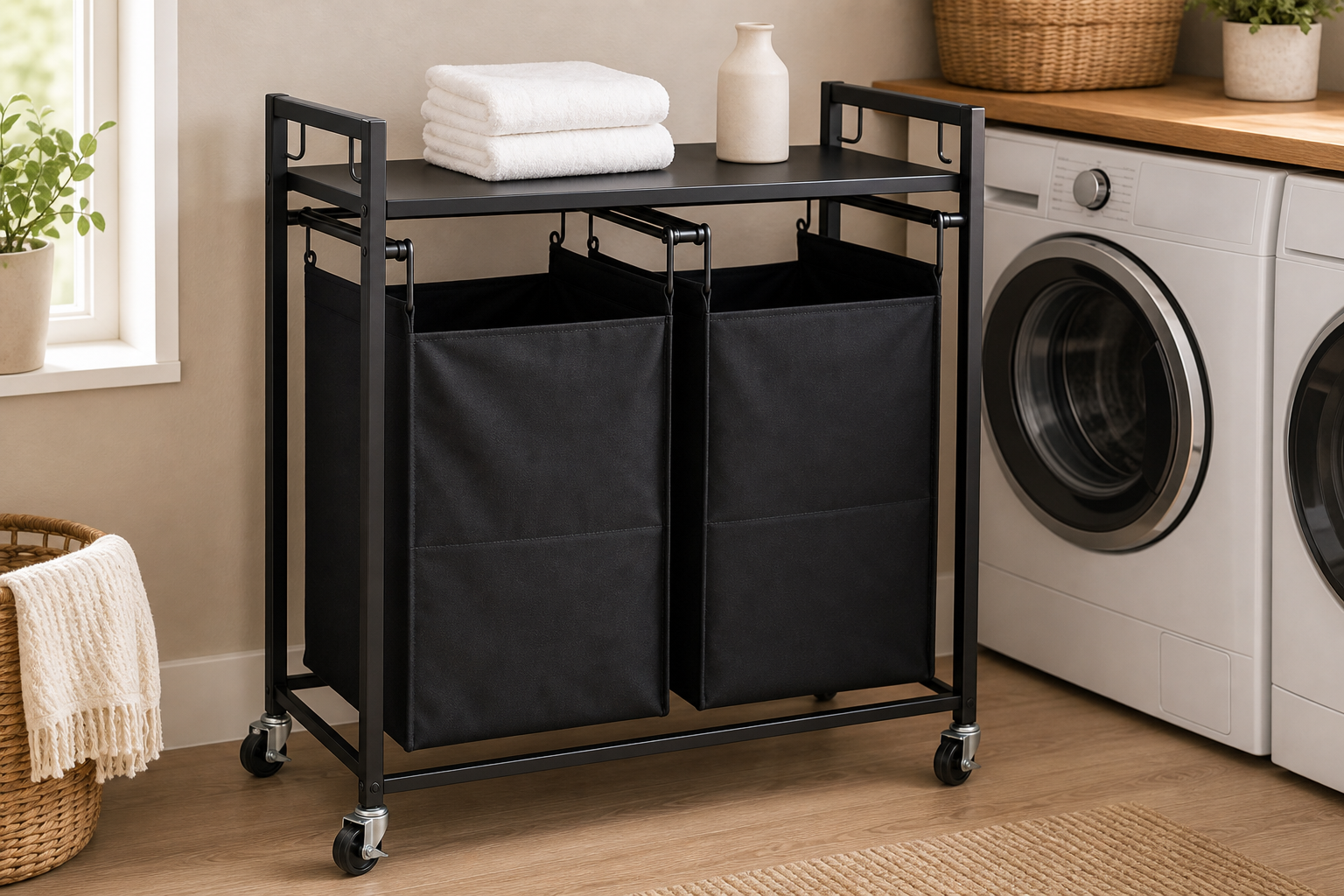 Cozy Haven Double-Section Laundry Basket Hamper lifestyle image 5