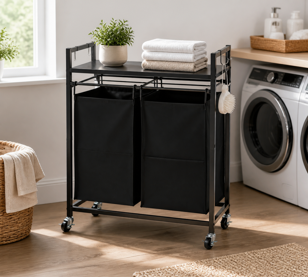 Cozy Haven Double-Section Laundry Basket Hamper lifestyle image 6