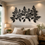 Close view of the layered cut leaves set at different depths off the wall