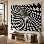 Cozy Haven Checker Woven Wall Tapestry styled wall decor view 3