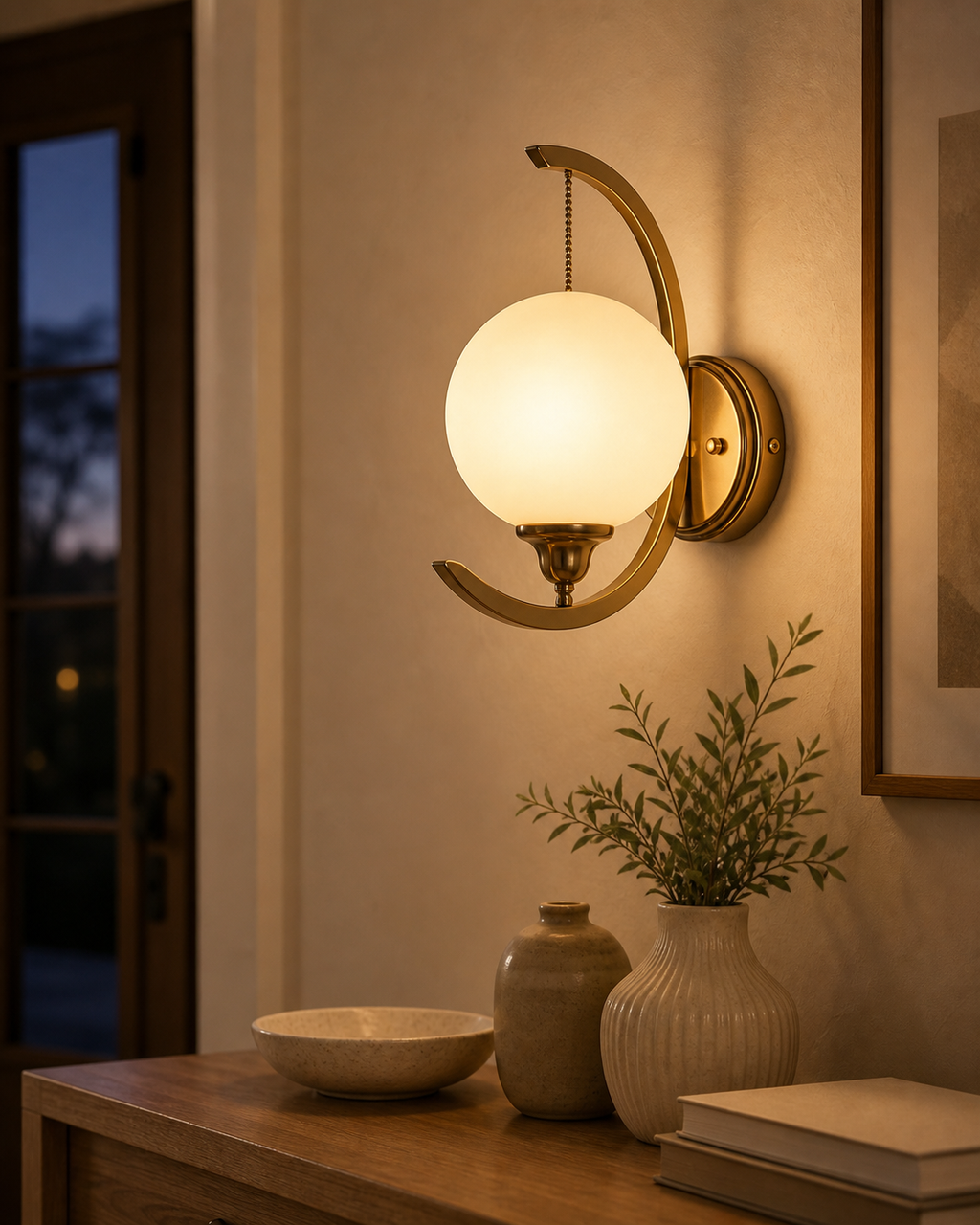 Cozy Haven Glass Globe Plug In Wall Sconce lifestyle image 3