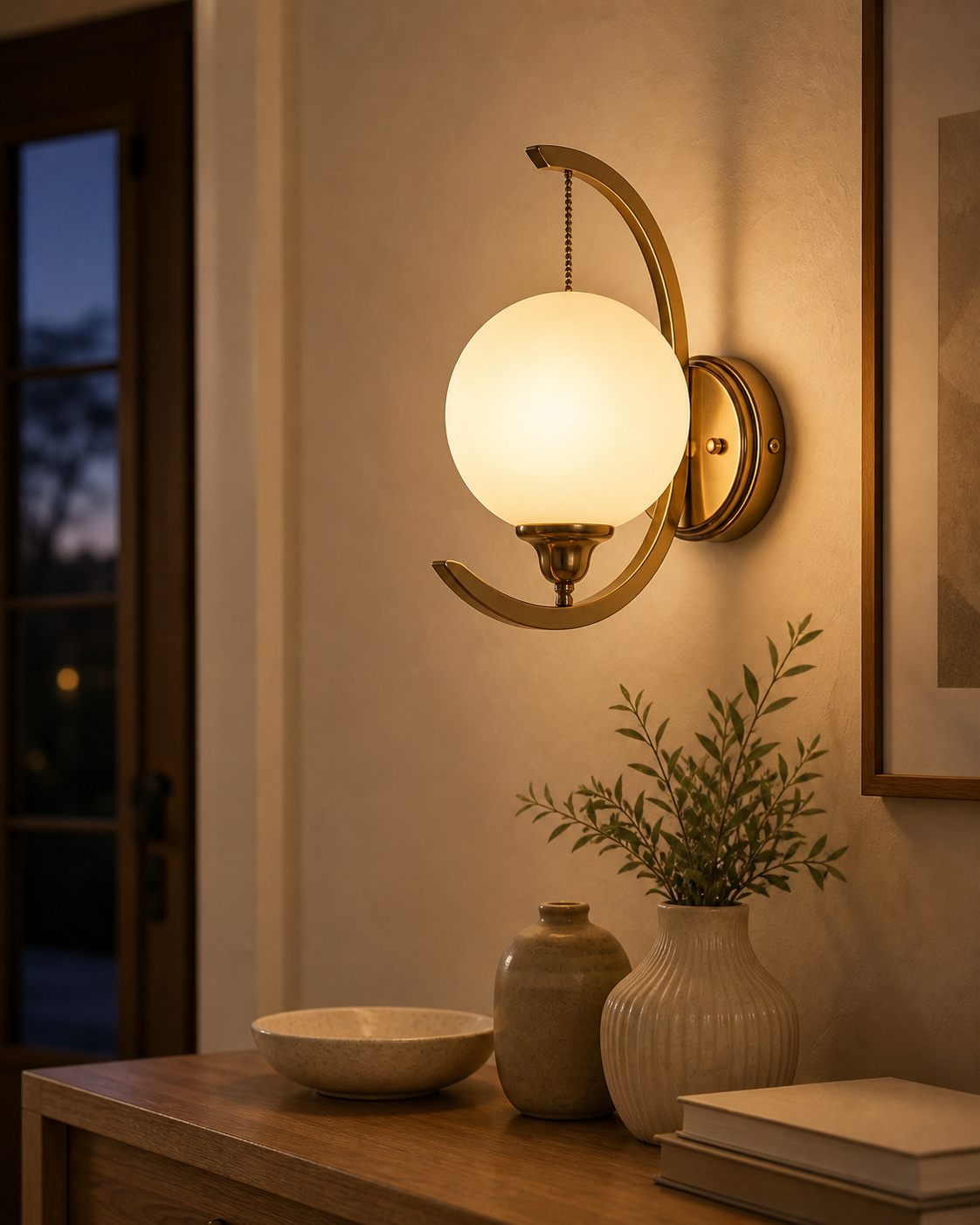 Cozy Haven Glass Globe Plug In Wall Sconce lifestyle image 3