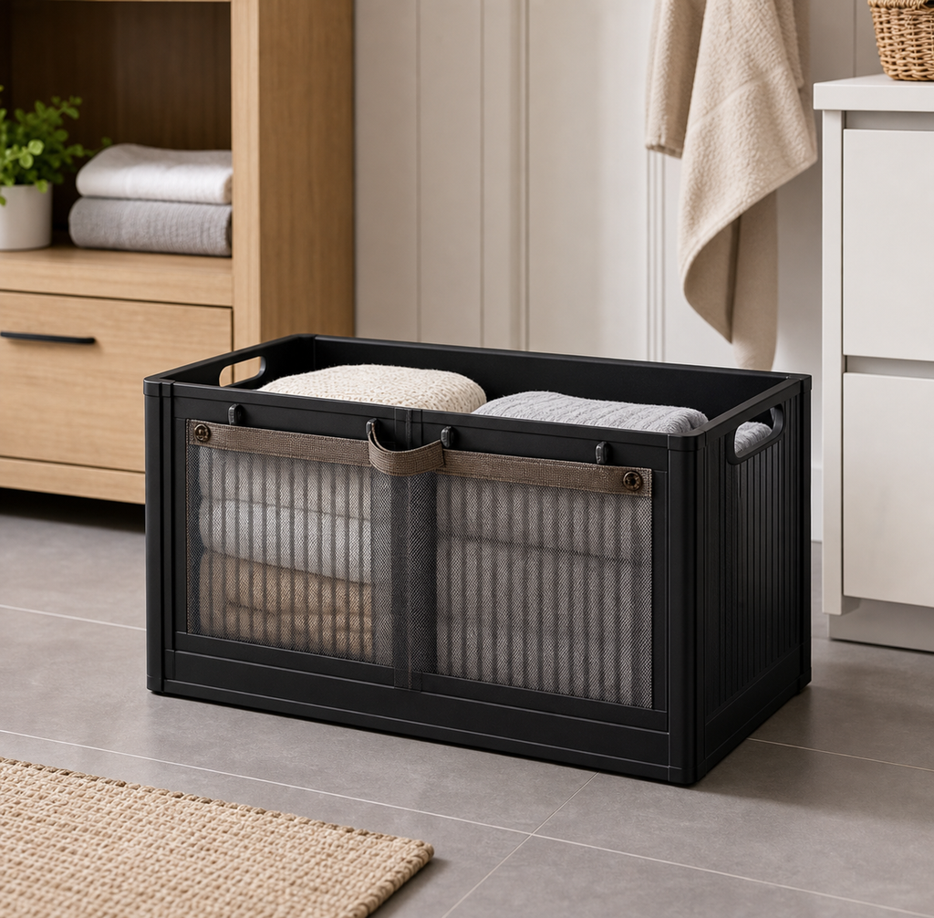 Cozy Haven Black Folding Door Storage Cabinet Collection - 1-Tier Cabinet - No Wheels
