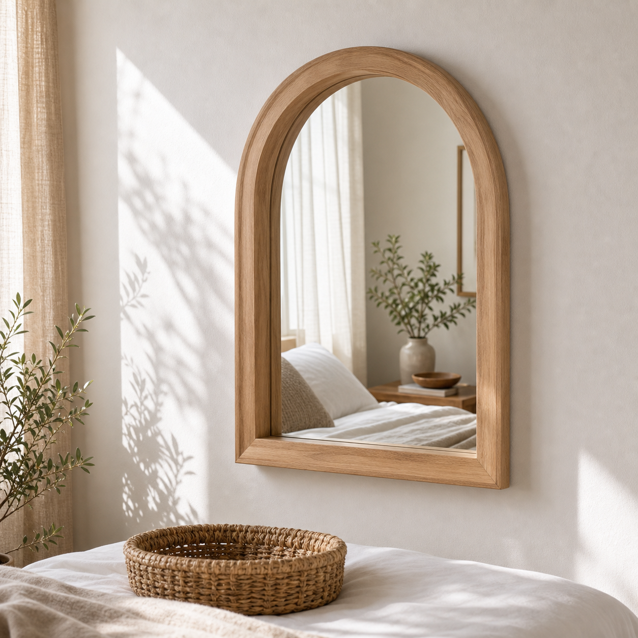 Cozy Haven Wood Arched Wall Mirror styled wall decor view 7