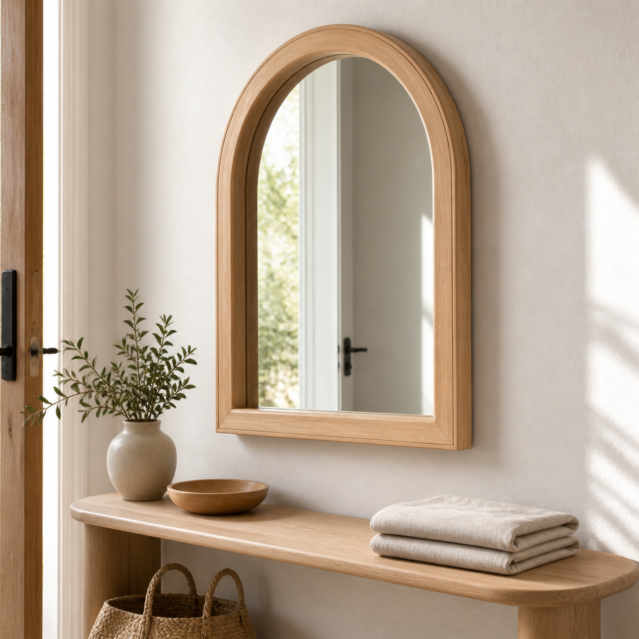 Cozy Haven Wood Arched Wall Mirror styled wall decor view 8