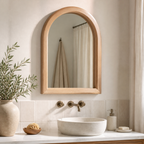 Cozy Haven Wood Arched Wall Mirror styled wall decor view 9