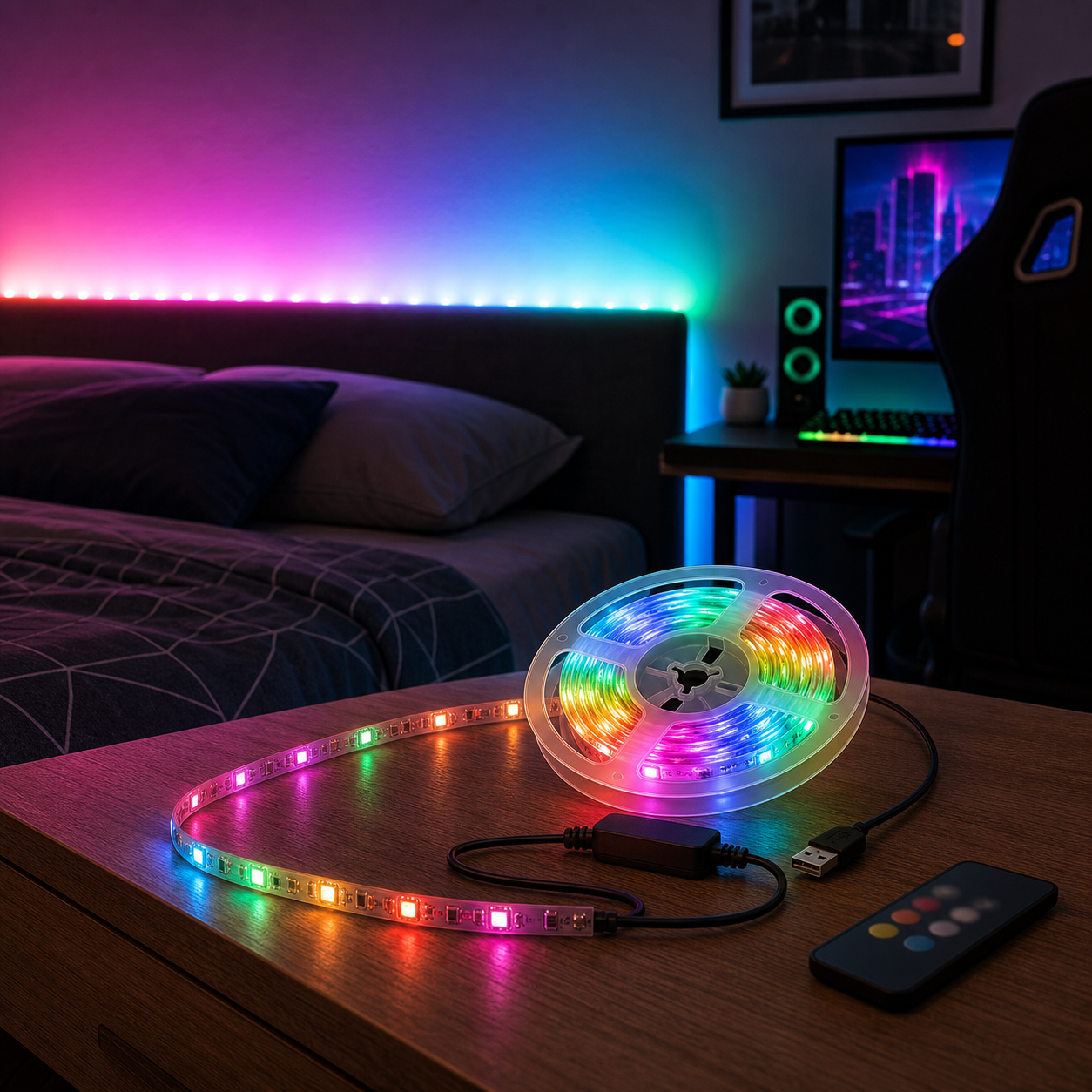Cozy Haven RGB LED Strip Lights lifestyle image 13 for IR / 24-Key Remote / 10 m