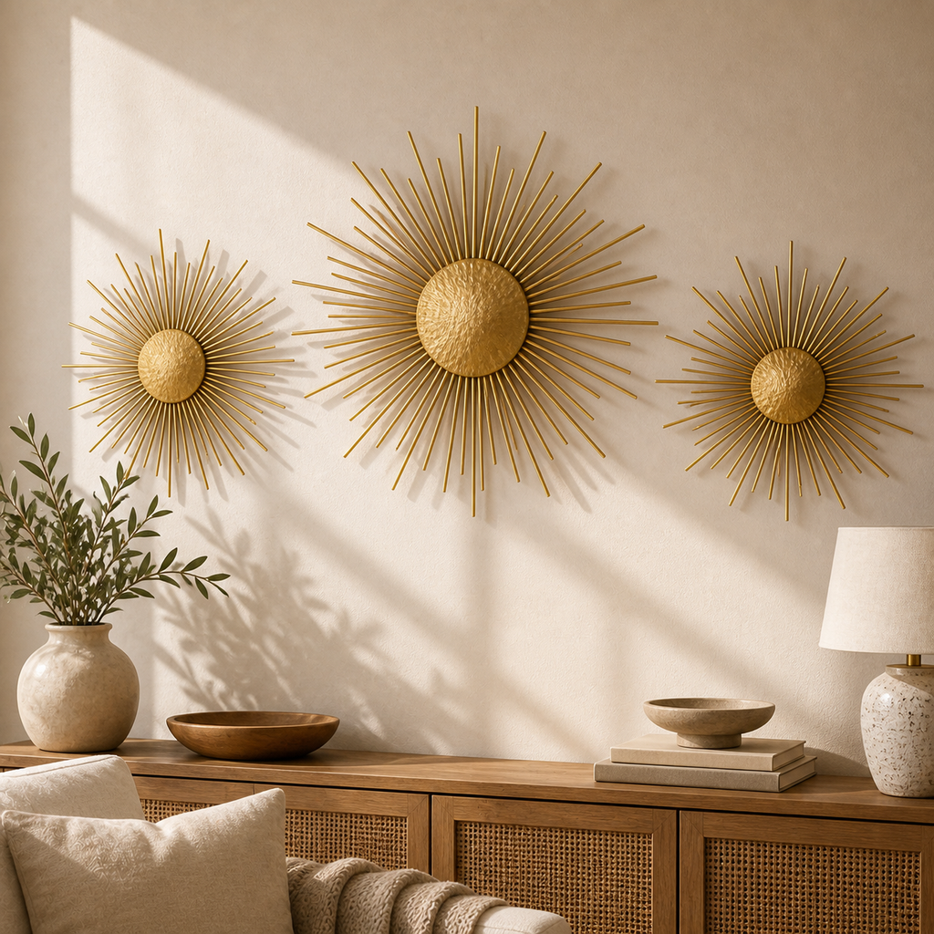 Cozy Haven Gold Sunburst Wall Art Set - Default Title - Cozy Haven product photo