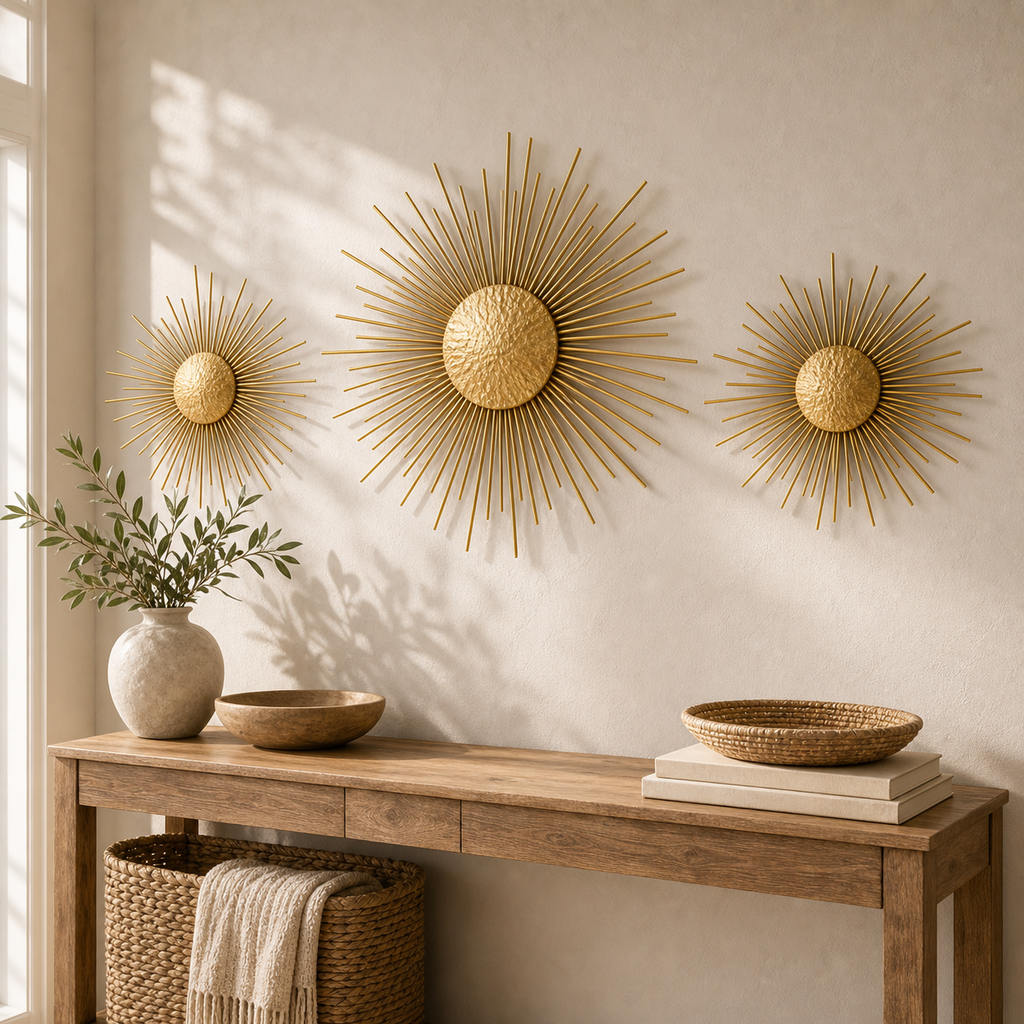 Cozy Haven Gold Sunburst Wall Art Set - Default Title - Cozy Haven product photo