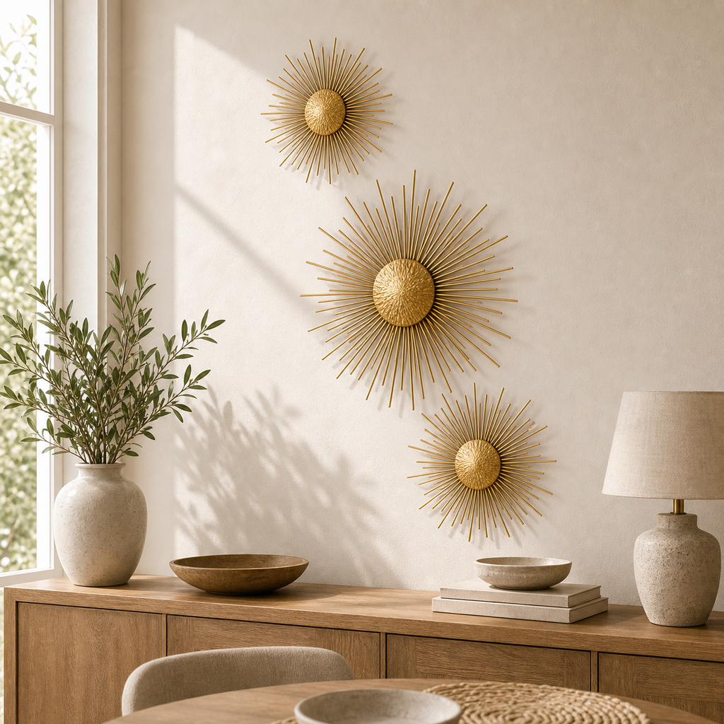 Cozy Haven Gold Sunburst Wall Art Set - Default Title - Cozy Haven product photo